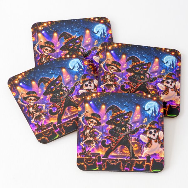 Item preview, Halloween Spooky Concert ?? | Black Cat, Skeleton & Ghost Rock Band designed and sold by SAMORA ORIGINALS.
