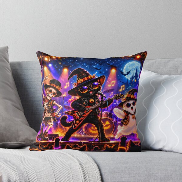 Item preview, Halloween Spooky Concert ?? | Black Cat, Skeleton & Ghost Rock Band designed and sold by SAMORA ORIGINALS.