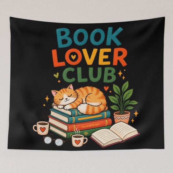 Item preview, Cozy Book Lover Club Dark Aesthetic Sleeping Cat Reader designed and sold by MCV-Designs.