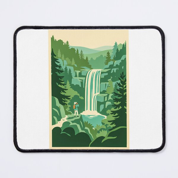 Item preview, Waterfall Forest Landscape Hiker Adventure View designed and sold by jaliaa-ppleton.