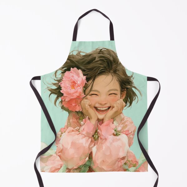 Item preview, Joyful Laughing Girl with Pink Peony Flowers designed and sold by colorful-white.
