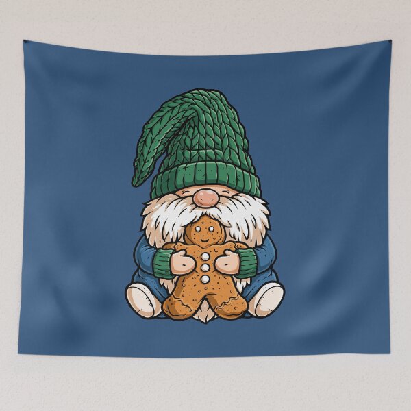 Item preview, Gingerbread Man Hugged by Smiling Holiday Gnome designed and sold by FrostyForge.