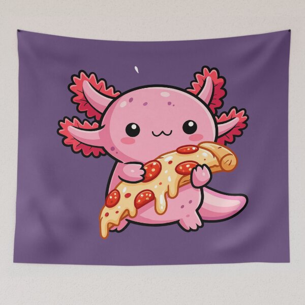 Item preview, Cute Axolotl Holding Pepperoni Pizza on Violet designed and sold by FrostyForge.