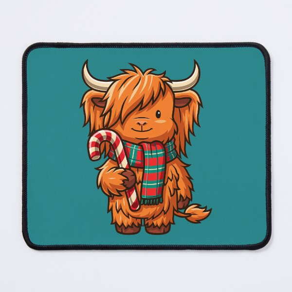 Item preview, Highland Cow Christmas Candy Cane in Tartan Scarf designed and sold by FrostyForge.