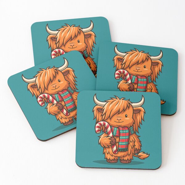 Item preview, Highland Cow Christmas Candy Cane in Tartan Scarf designed and sold by FrostyForge.