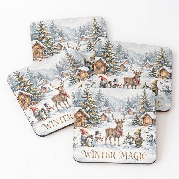 Item preview, Winter Magic. Cozy Snowy Christmas Village Watercolor Art. designed and sold by Deepsleepstudio.