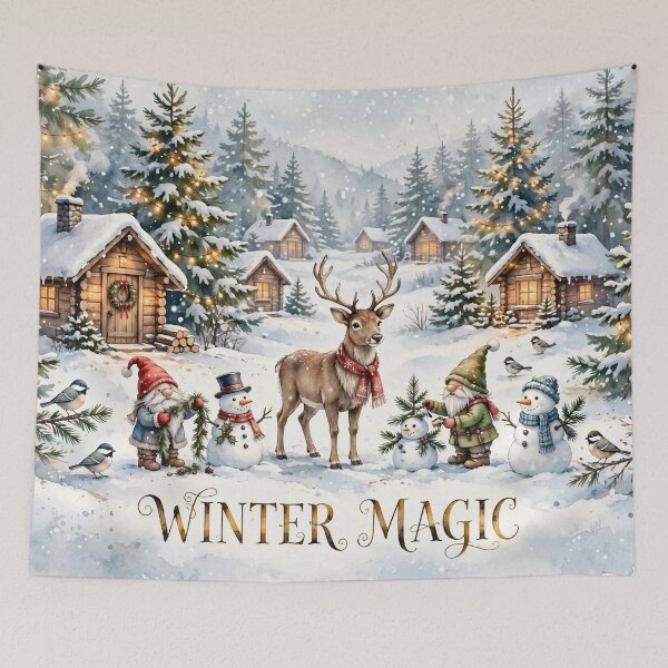 Item preview, Winter Magic. Cozy Snowy Christmas Village Watercolor Art. designed and sold by Deepsleepstudio.