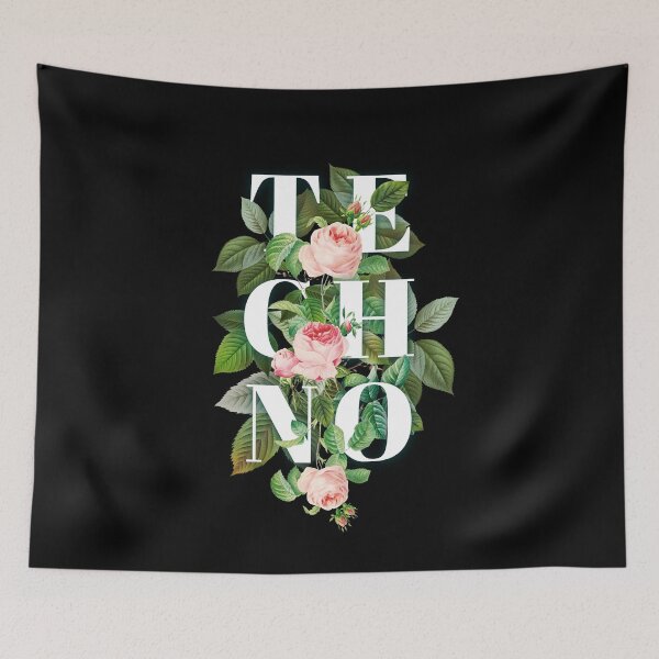 Item preview, TECHNO - Flower Tech Power (White) designed and sold by Discothreadz.