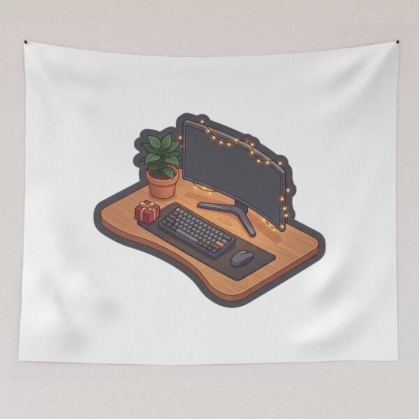 Item preview, Desk Setup Holiday Mode - Isometric Developer Gift designed and sold by TheCalmEdit.