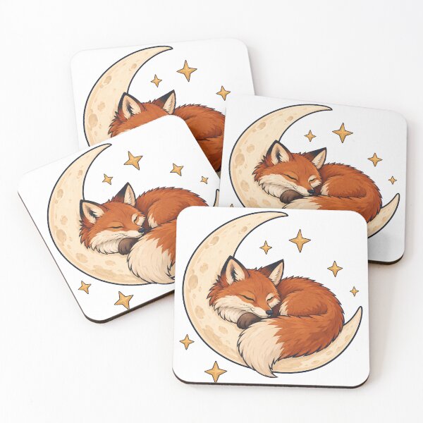 Item preview, Sleepy Fox Curled Around Crescent Moon Woodland Art designed and sold by EnukArt.