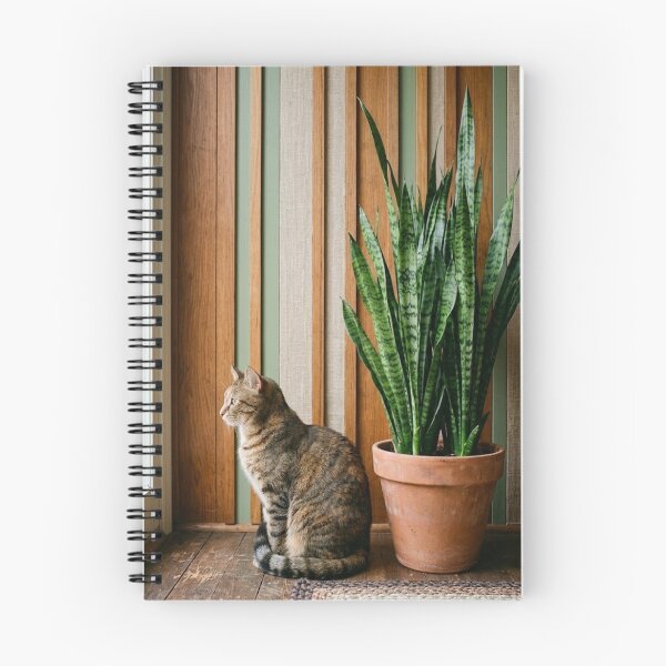 Item preview, Cat and Snake Plant Line Art | Minimalist Houseplant Cat Lover Sage Terracotta Illustration designed and sold by Zaramodo.