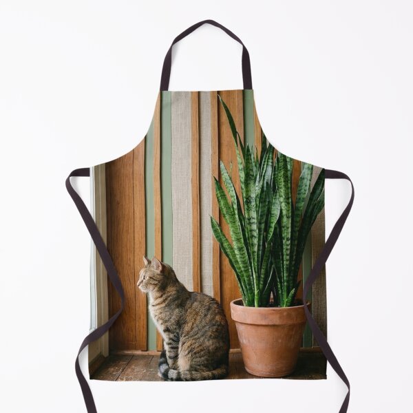 Item preview, Cat and Snake Plant Line Art | Minimalist Houseplant Cat Lover Sage Terracotta Illustration designed and sold by Zaramodo.