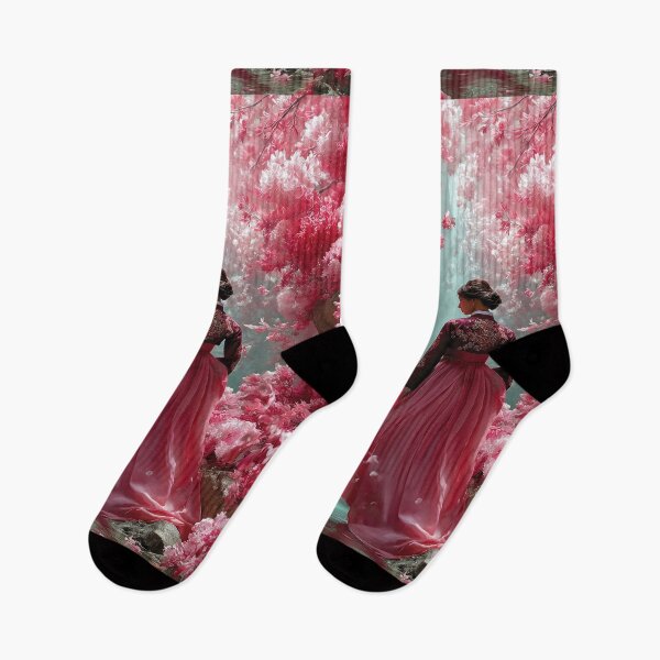 Item preview, Ethereal Woman in Hanbok with Pink Blossoms designed and sold by colorful-white.