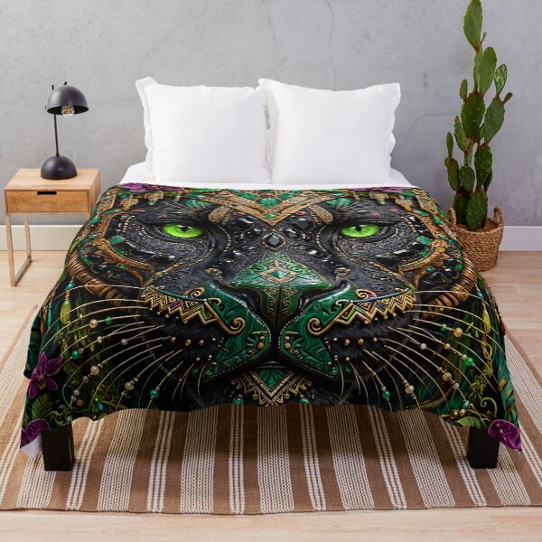 Item preview, Black Panther Green Eyes Tribal Portrait designed and sold by SylviaKayRose.