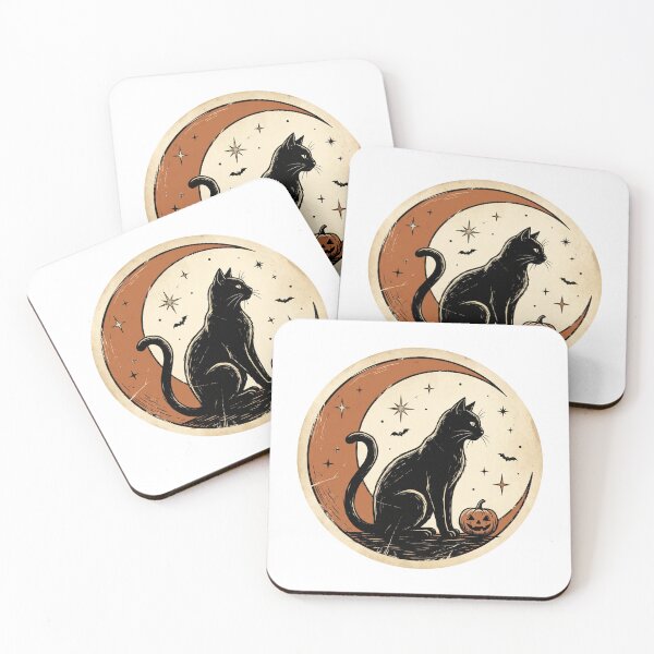 Item preview, Black Cat Crescent Moon – Gothic Celestial Art designed and sold by FashionHubLK.