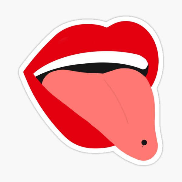 "Red Lips with Tongue Out" Sticker for Sale by ShiyaDigital Redbubble