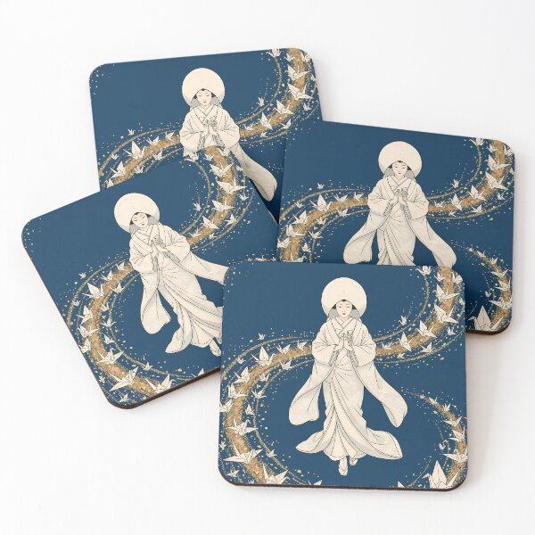 Item preview, Japanese Bride Floating with Golden Origami Cranes designed and sold by TokyoUkiyoHouse.