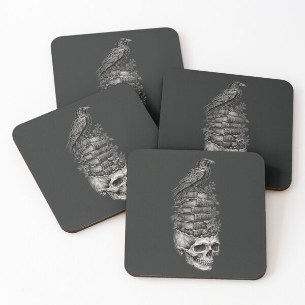 Item preview, Gothic Skull Growing Antique Books with Raven Autodidact Art designed and sold by InnerwayStudio.