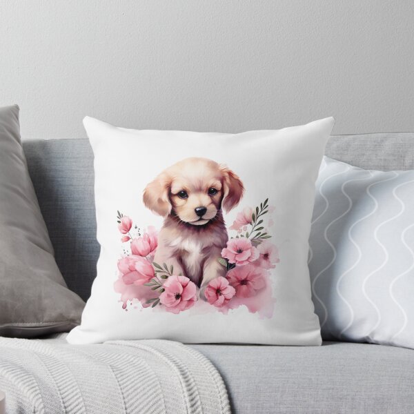 Item preview, Pink Peony Puppy | Elegant Floral Aesthetic Art designed and sold by Mandayartstudio.