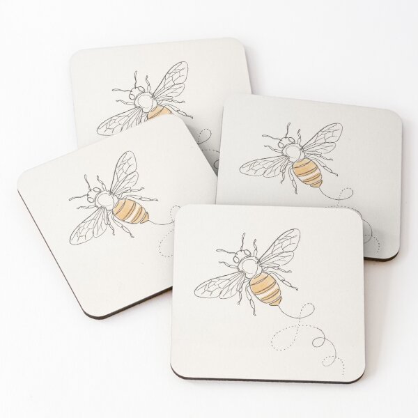 Item preview, Honeybee in Flight | Minimalist Cottagecore Line Art Print designed and sold by Zaramodo.