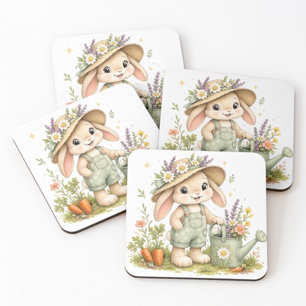 Item preview, Cute Gardening Bunny Rabbit Floral Hat Cottagecore Spring Garden Art designed and sold by inkoutninja.