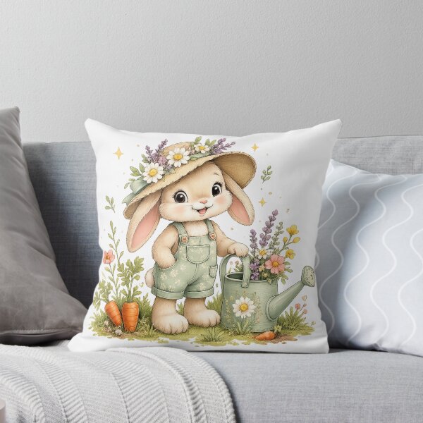 Item preview, Cute Gardening Bunny Rabbit Floral Hat Cottagecore Spring Garden Art designed and sold by inkoutninja.