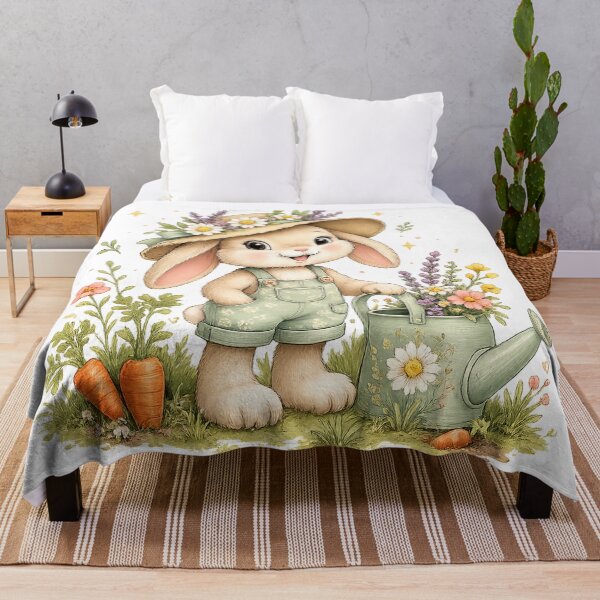 Item preview, Cute Gardening Bunny Rabbit Floral Hat Cottagecore Spring Garden Art designed and sold by inkoutninja.