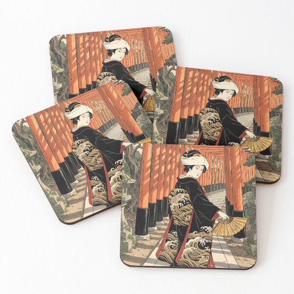 Item preview, Japanese Bride Walking Through Red Torii Shrine designed and sold by TokyoUkiyoHouse.
