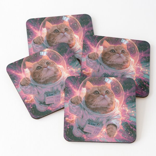 Item preview, Orange Cat Astronaut in Pink and Teal Galaxy designed and sold by FrostyForge.