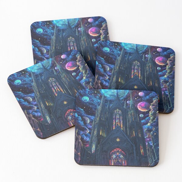 Item preview, Cosmic Gothic Cathedral Stained Glass Neon Galaxy Art designed and sold by Virtuoussignal.