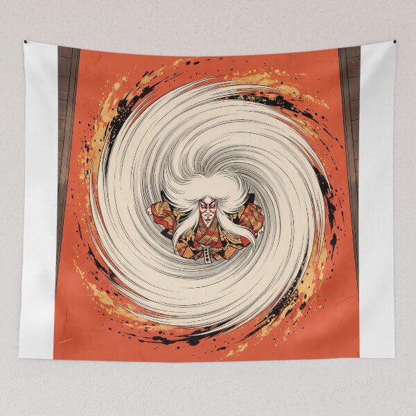 Item preview, Kabuki Lion Dancer in Whirling Hair Vortex designed and sold by TokyoUkiyoHouse.