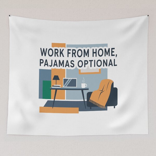 Item preview, Work From Home Pajamas Optional Cozy Office Desk And Laptop designed and sold by ThreadQuirk.