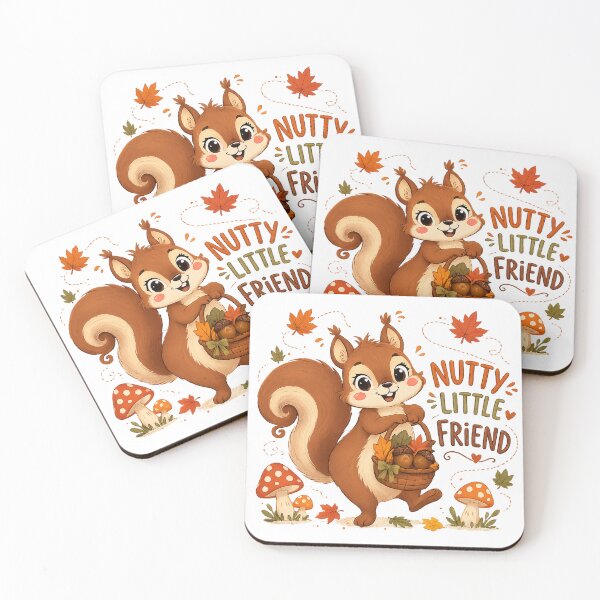 Item preview, Nutty Little Friend Cute Squirrel Autumn Acorn Basket Woodland Art designed and sold by inkoutninja.