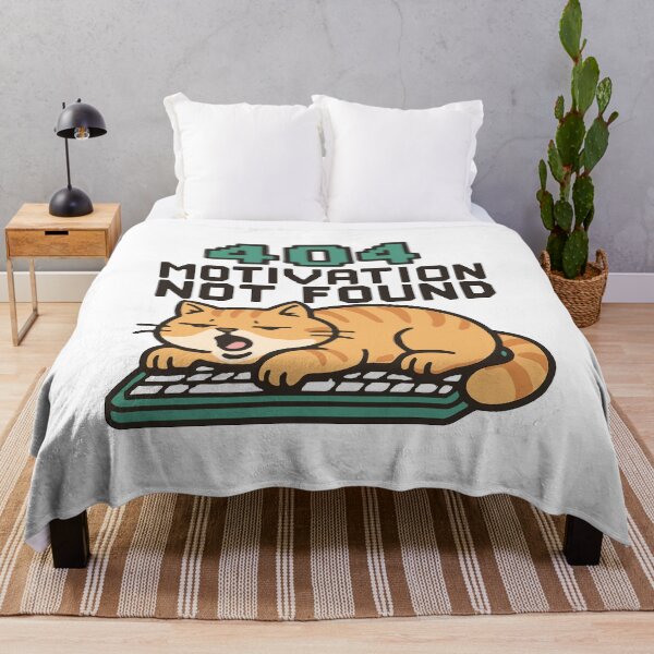 Item preview, 404 Motivation Not Found Sleepy Orange Cat On A Keyboard designed and sold by ThreadQuirk.