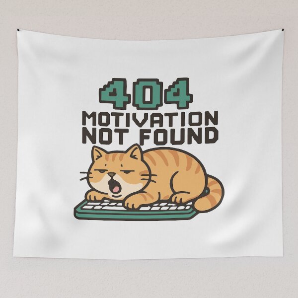 Item preview, 404 Motivation Not Found Sleepy Orange Cat On A Keyboard designed and sold by ThreadQuirk.