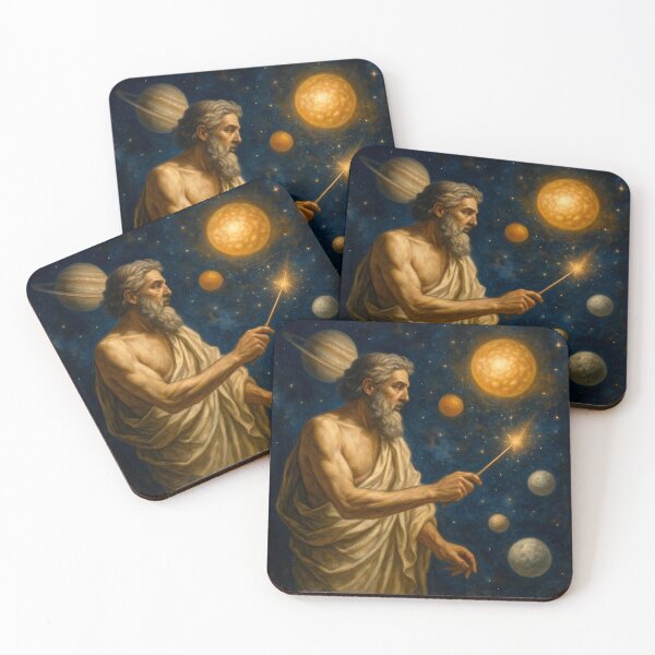 Item preview, Ancient Astronomer Pointing at Planets Renaissance Oil Painting designed and sold by Virtuoussignal.