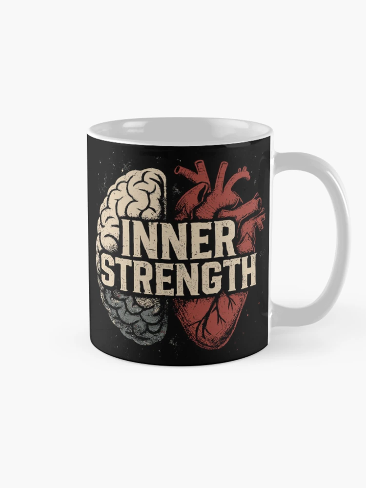 Inner Strength Distressed Anatomical Brain And Heart Split on a Mug