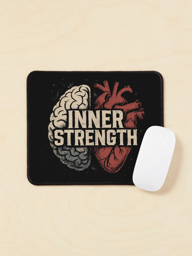 Inner Strength Distressed Anatomical Brain And Heart Split on a Mouse pad
