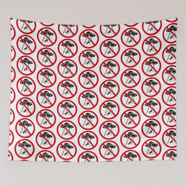 Item preview, No UFOs Allowed Funny Alien Prohibition Sign designed and sold by MonkiFlipp.