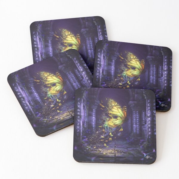 Item preview, Ancient Rune Temple Glowing Golden Butterfly Broken Wings Fantasy Art designed and sold by SAMORA ORIGINALS.