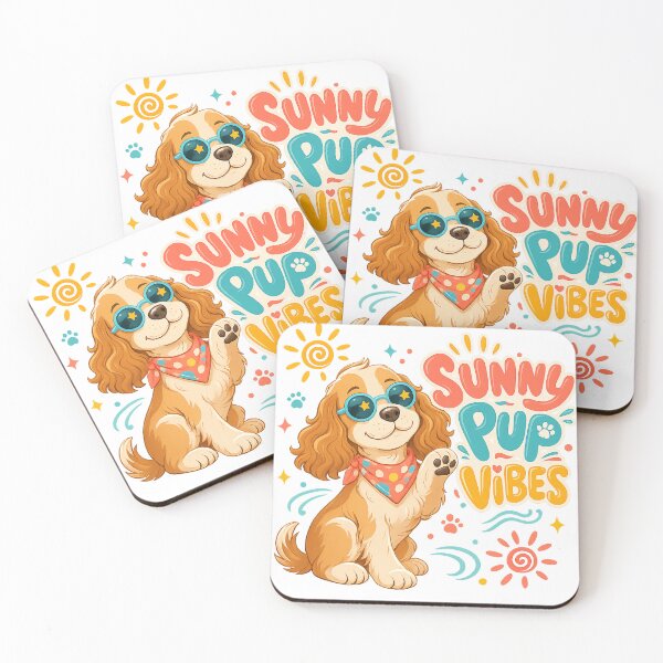 Item preview, Sunny Pup Vibes Cute Dog Sunglasses Summer Puppy Positive Vibes Art designed and sold by inkoutninja.