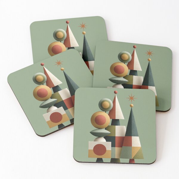 Item preview, Geometric Mid-Century Modern Christmas Tree Art designed and sold by colorful-white.