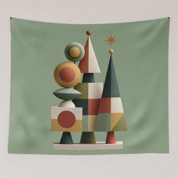 Item preview, Geometric Mid-Century Modern Christmas Tree Art designed and sold by colorful-white.
