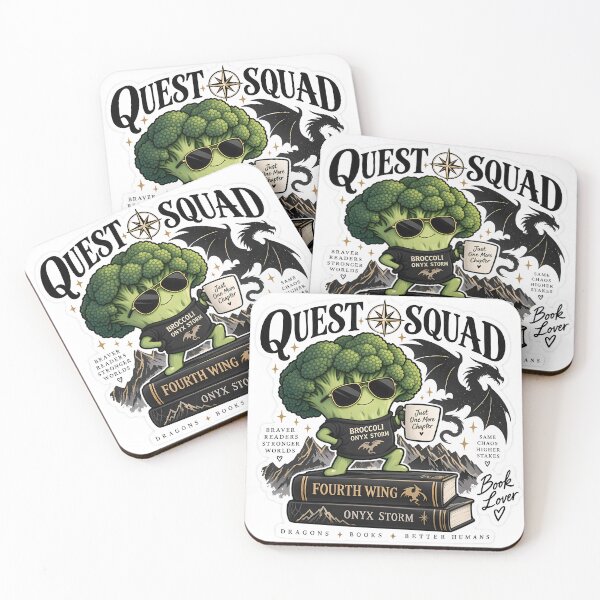 Item preview, Quest Squad Broccoli Onyx Storm Fourth Wing Book Lover designed and sold by NRSROTE.
