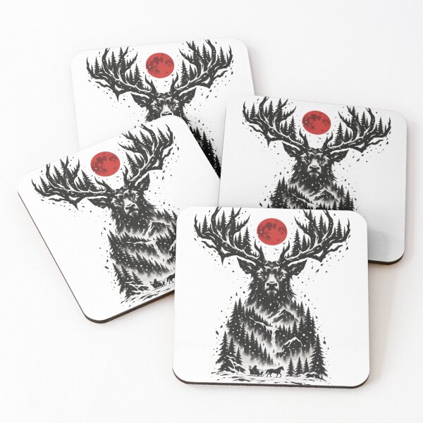 Item preview, Winter Stag Forest Under the Blood Moon designed and sold by codex401.