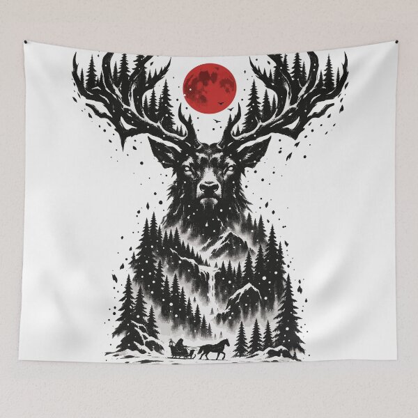 Item preview, Winter Stag Forest Under the Blood Moon designed and sold by codex401.