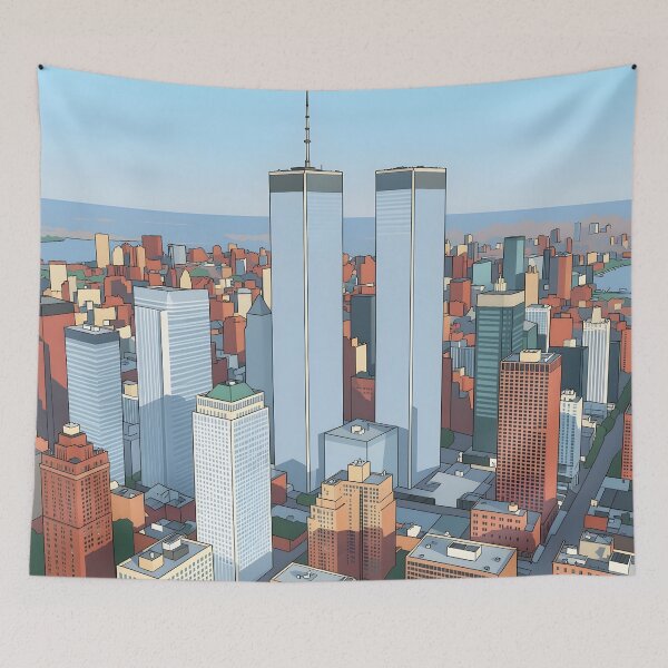 Item preview, Retro NYC Skyline with Twin Towers designed and sold by Daniela`s shop.
