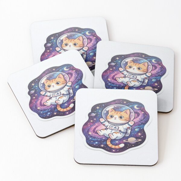 Item preview, Cute Space Cat Astronaut Floating in Galaxy Cosmic Starry Night Art designed and sold by SAMORA ORIGINALS.