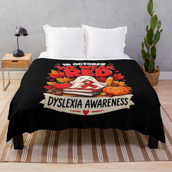 Item preview, In October We Wear Red Dyslexia Awareness – Halloween Ghost designed and sold by Printed Mistakes.