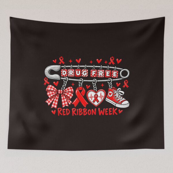 Item preview, Drug Free Safety Pin Red Ribbon Week Bow Charms Teacher Kids designed and sold by mari-kayden.